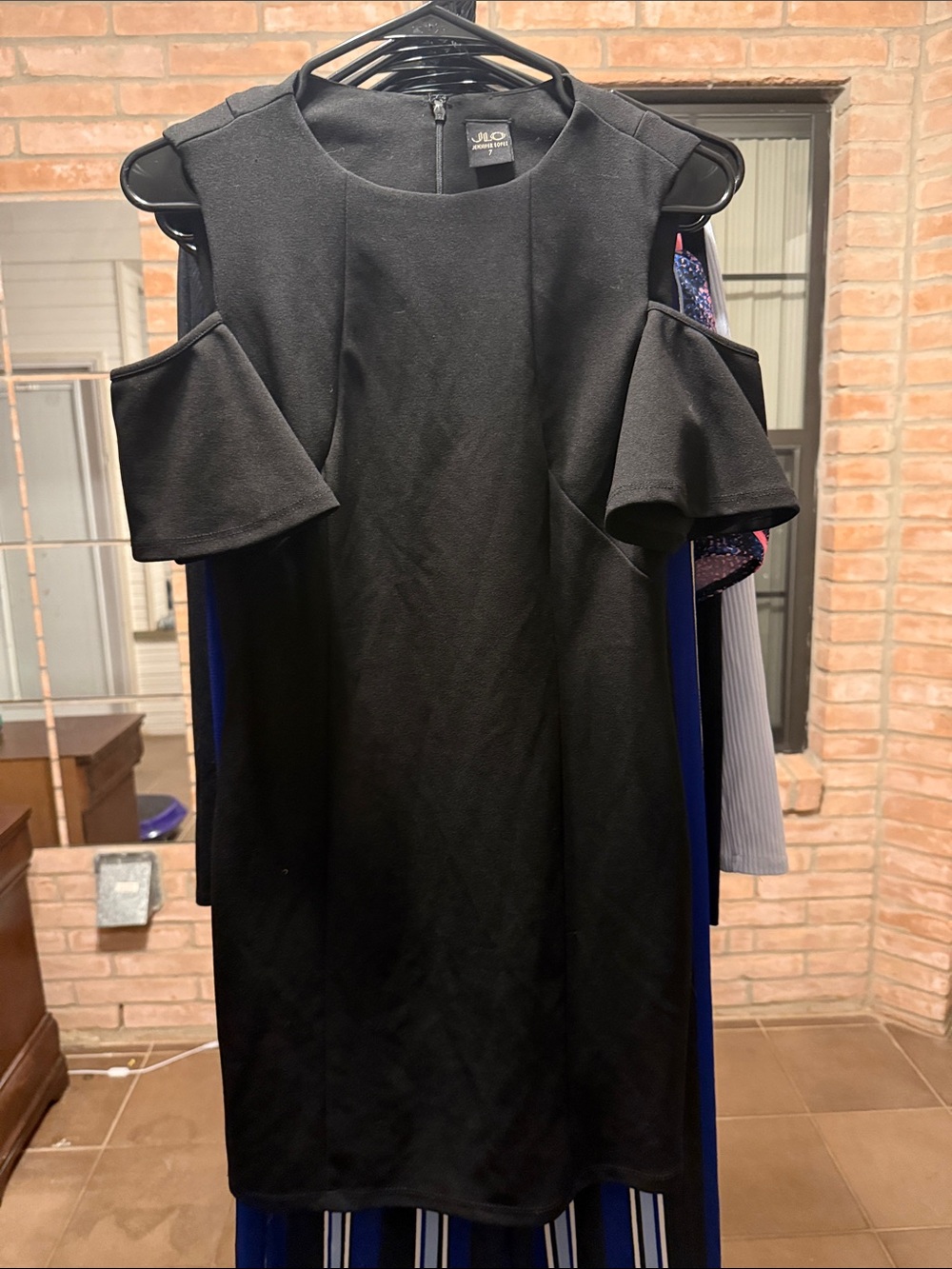 Jennifer Lopez Black Cold-Shoulder Mini Dress